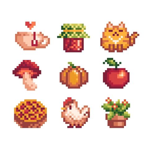 Aesthetic Pixel Art, Pixel Art Icon, How To Pixel Art, Pixel Art Food, Rumah Minecraft Sederhana, Pixel Art Tutorial, Easy Pixel Art, 8bit Art, Cool Pixel Art