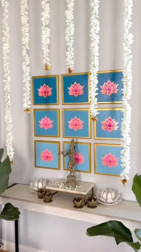 D.I.Y Wali Diwali Even though I am a homedecor seller, I still encourage my followers to DIY. I’ve always maintained that decor is a nice… | Instagram Ganpati Decoration Theme, Rangoli Diwali, Ganpati Decoration At Home, Diy Floral Decor, Janmashtami Decoration, Ganapati Decoration, Diwali Decorations At Home, Diy Diwali Decorations, Ganpati Decoration Design