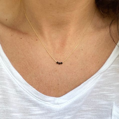 Black Tourmaline Necklace Three Tiny Faceted Black Gemstone - Etsy India Silver Anklets Designs, Mangalsutra Chain, Black Tourmaline Necklace, Black Beads Mangalsutra, Black Beads Mangalsutra Design, Fancy Jewelry Necklace, Modern Gold Jewelry, Beautiful Gold Necklaces, Pearl Jewels