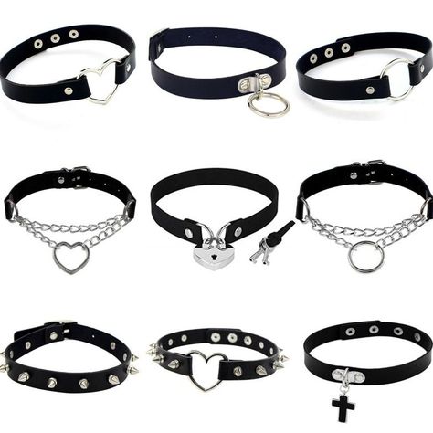 Studded Choker, Key Heart, Black Leather Choker, Gothic Chokers, Leather Choker Necklace, Costume Jewelry Necklaces, Leather Chokers, Choker Collar, Leather Necklace