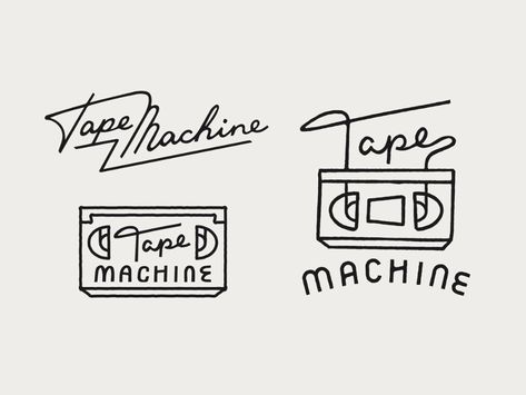 Tape Machine Logo Variations by Wells Collins on Dribbble Machine Logo, Hand Drawn Logo Design, Hand Lettering Logo, Trendy Logos, Hand Drawn Logo, Text Logo, Logo Sign, Learning Design, Minimalist Logo Design