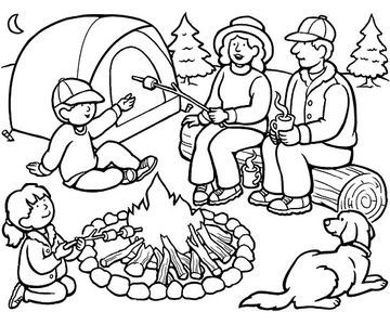 There's nothing better than roasting marshmallows with the family around a campfire. (Good for: first grade) Summer Coloring Sheets, Camping Coloring Pages, Family Coloring Pages, Summer Coloring Pages, Family Coloring, Family Camping Trip, Camping Theme, Camping Crafts, Coloring Pages To Print