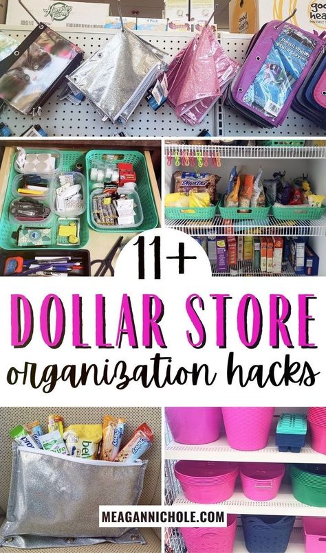 Dollar Store Organization Hacks, Dollar Store Organization, Dollar Tree Storage, Dollar Tree Diy Organization, Dollar Tree Organization, Cheap Organization, Dollar Store Diy Organization, Dollar Tree Hacks, Store Hacks