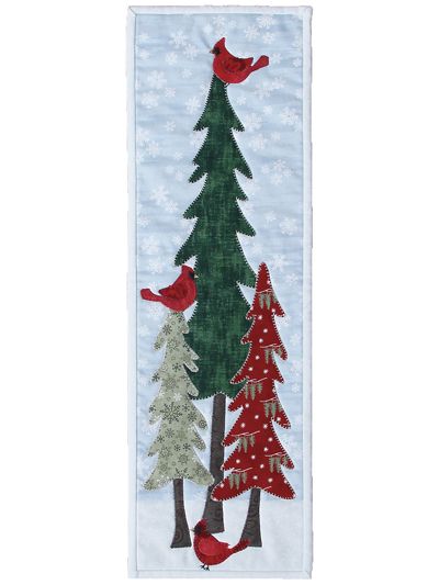 Christmas Trees Quilt Patterns, Cardinals In Winter, Trees Quilt, Tree Quilt Pattern, Christmas Quilting Projects, Quilts Christmas, Tree Quilts, Christmas Tree Quilt, Red Cardinals