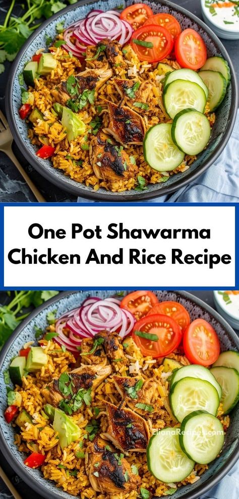 Looking for dinner ideas? Try our One Pot Shawarma Chicken and Rice recipe! Perfect for family dinners or dinner for two, this flavorful dish combines shawarma spices with tender chicken and rice. The Best Chicken And Rice, Chicken And Rice Recipes, Shawarma Chicken, Chicken Thigh Seasoning, Chicken And Rice Recipe, Delicious Family Dinners, Easy Chicken And Rice, Top Chicken Recipes, Chicken Shawarma