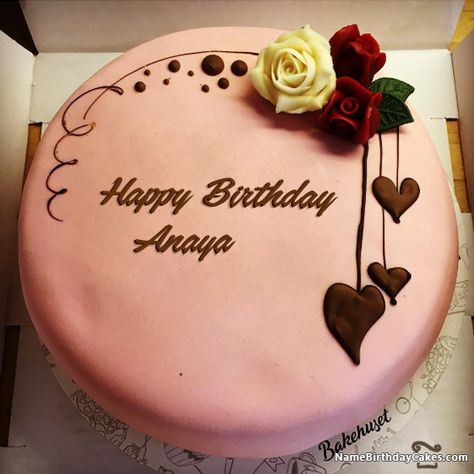 Happy Birthday Anaya - Video And Images Happy Birthday Noor, Happy Bday Cake, Chocolate Cake With Name, Happy Birthday Chocolate Cake, Birthday Cake Write Name, Friends Birthday Cake, Birthday Cake Writing, Cake With Name, Happy Birthday Cake Pictures