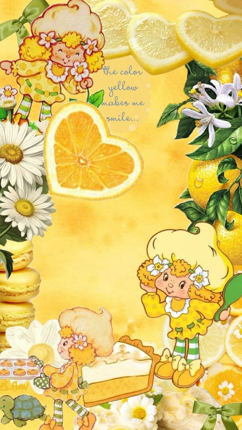 Lemom meringue by EliFlow000             #lemonmeringue #lemon #yellow #cute #strawberryshortcake Lemon Meringue Wallpaper, Yellow Coquette Wallpaper, Lemon Meringue Fanart, Yellow Aesthetic Journal, Lemon Meringue Strawberry Shortcake, Lemon Character, Yellow Coquette, Lemon Aesthetic, Lucky Vicky