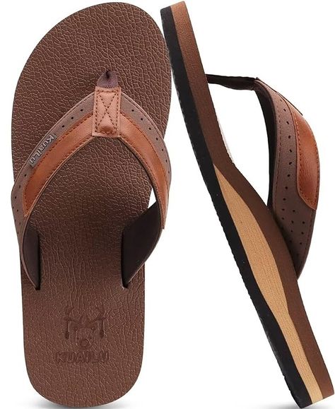 Limited time deal $13.99 (30% Off)(List Price: $19.99) KuaiLu Men's Yoga Mat Leather Flip Flops Thong Sandals with Arch Support Mens Leather Flip Flops, Leather Flip Flops, La Rose, Yoga For Men, Thong Sandals, Yoga Mat, Arch Support, Leather Men, Limited Time