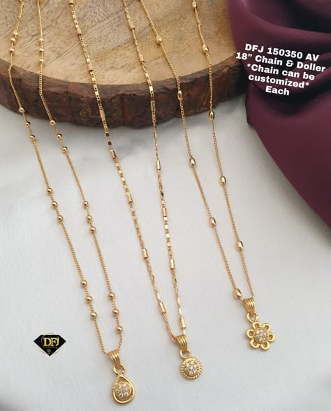 Mangalsutra Pendent Designs Gold, Baby Chain Designs Gold, Daily Wear Gold Chains For Women Indian, Daily Wear Chains, Fashion Jewelry Necklaces Gold, Gold Jewelry Prom, Neck Pieces Jewelry, New Gold Jewellery Designs, Gold Earrings Models