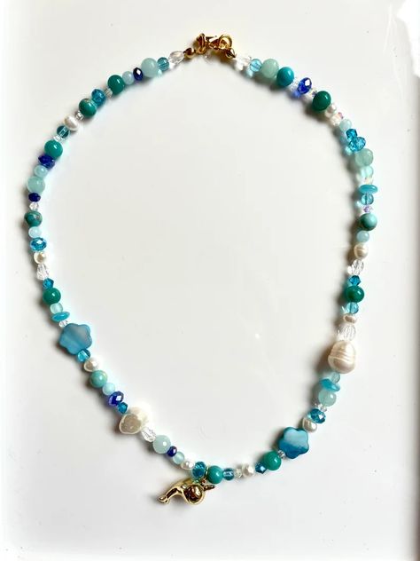 Shell Beads Necklace, Necklace Y2k, Ocean Necklace, Colorful Necklace, Necklace Colorful, Ocean Vibes, Inspired Necklace, Necklace Pearl, Narwhal