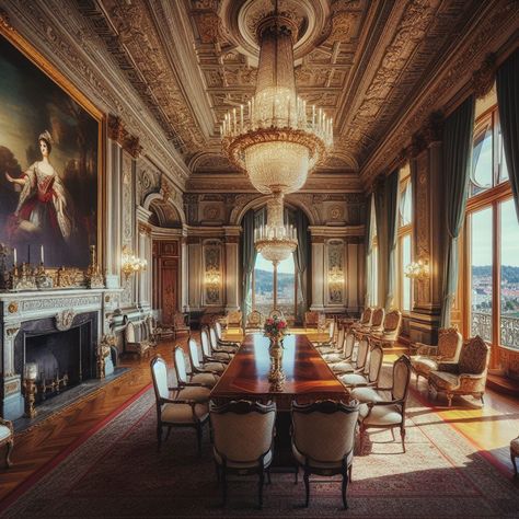 1920s Mansion Interior, 1800s House Interior, Palace Dining Room, Castle Dining Room, Victorian Ballroom, Old Victorian Mansions, Old Mansions Interior, French Manor House, 1800s House