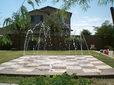 Mcm Backyard, Mulberry Manor, Backyard Splash Pad, Bedroom Deck, Chess Games, Kids Backyard Playground, Splash Zone, Outside Pool, Small Patio Garden