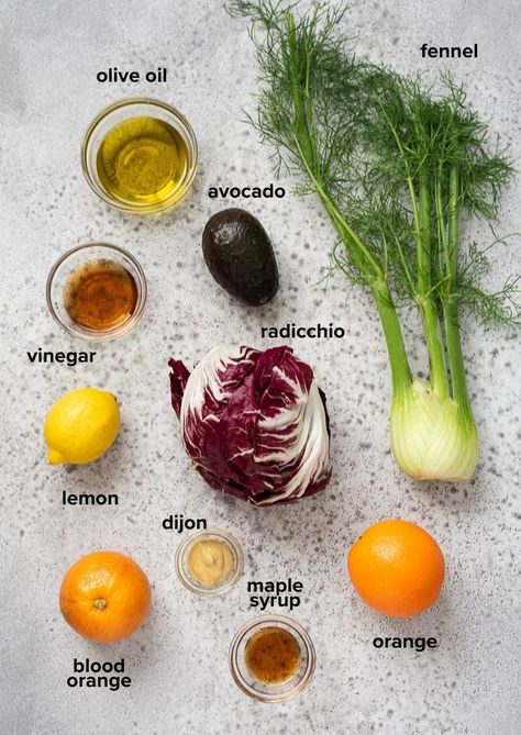 Radicchio Salad Ingredients Raddichio Recipes Salad, Raddichio Recipes, Salad With Citrus Vinaigrette, Salad With Citrus, Simple Salads, Csa Box, Radicchio Salad, Citrus Vinaigrette, Bread Salad