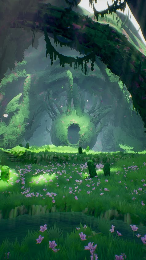 ArtStation - "Nanachi's Graveyard" - UE4 environment, Mathias Tossens Fantasy Garden Concept Art, Fae Landscape, Surreal Environment Art, Plant Fantasy Art, Maze Concept Art, Fantasy Concept Art Environment, Fantasy Environment Concept Art, Magic Forest Concept Art, Alien Garden Concept Art