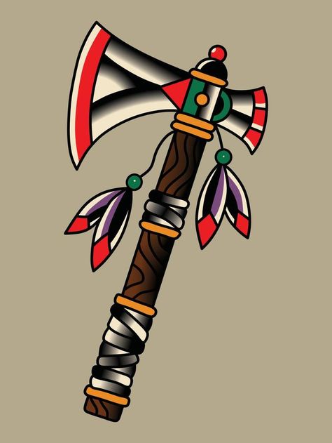 Axe Old School Tattoo Vector. American Traditional Mace Tattoo, Traditional Hatchet Tattoo, Western Sun Tattoo, Traditional Tomahawk Tattoo, Missile Tattoo, Conan Tattoo, Tatto Old Scold, Traditional Tattoo Vase, Tomahawk Tattoo