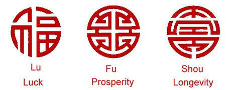 Fu lu shou Word Symbols, Japanese Tattoo Symbols, Chinese Armor, Chinese Fabric, Tattoo Symbols, Chinese New Year Crafts, Chinese Tattoo, Chinese Pattern, Lucky Symbols