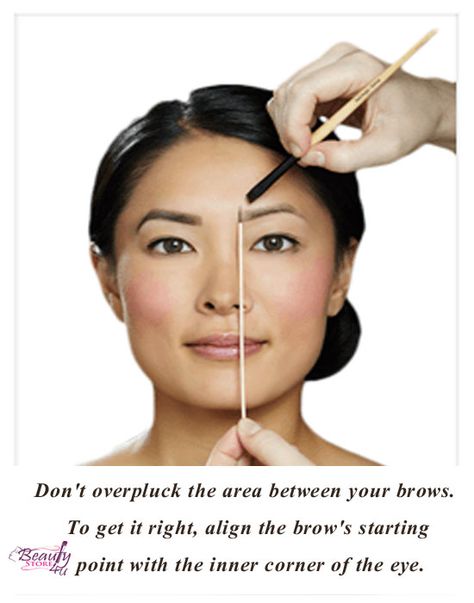 Don,t overpluck the area between your brows.To get it right, align the brow's starting point with the inner corner of the eye. Brow Mapping, Benefit Brow, Eyebrow Shaper, Eyebrow Makeup Tips, How To Draw Eyebrows, Beauty Boss, Threading Eyebrows, Eyebrow Shape, Ear Hair