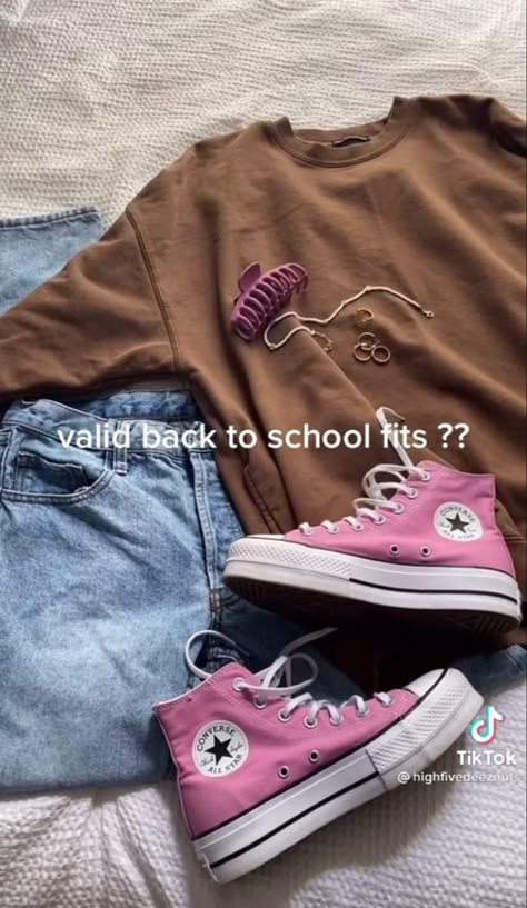 Outfit Ideas With Pink Converse, Pink Converse Outfit Ideas, Pink Converse Outfits, Pink Converse Outfit, Back To School Outfit, Pink Converse, Outfits With Converse, Swaggy Outfits, Really Cute Outfits