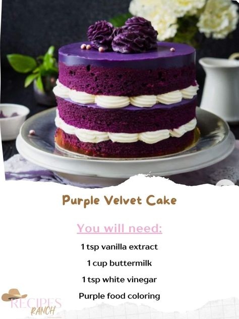 Purple Cake Flavors, Purple Red Velvet Cake, Purple Velvet Cake Recipe Easy, Purple Velvet Bundt Cake, Ube Potato, Enchanted Forest Blackberry Velvet Cake, Purple Velvet Cake, Purple Pie, Purple Velvet Cakes