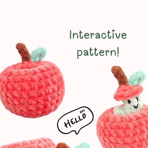 Popping Crochet Patterns, Pop It Crochet Pattern, Crochet Pop It Fidget Pattern Free, Quick Crochet Toys, Apple Crochet Pattern Free, Crochet Apple Free Pattern, Crochet Pop It, Crochet Fruit Pattern Free, Crochet Fidget Toys Free Pattern