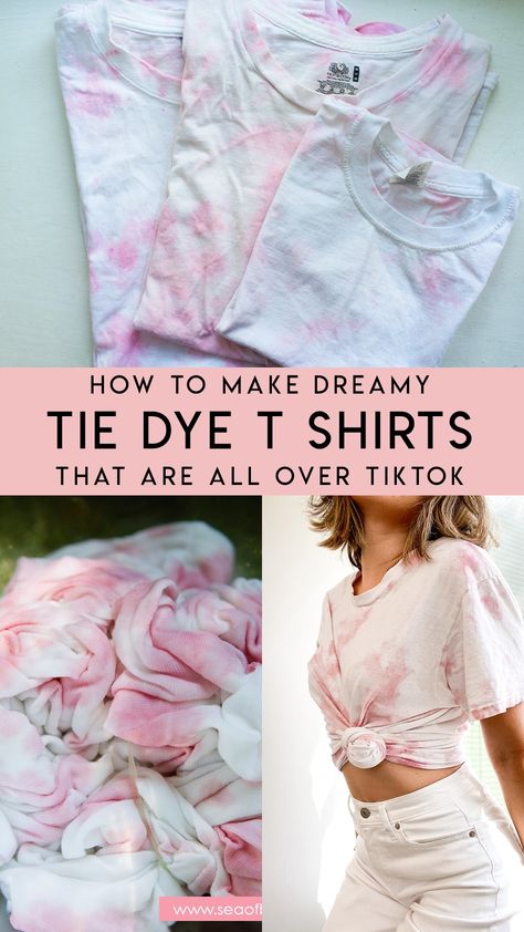 How to make the dreamy tie dye shirts that are all over tiktok!  The easiest tutorial on how to tie dye.  Make pretty pastel tie dye t-shirts with this easy method.  #tiedye #diy #tutorial #crafts #art Cute Easy Tie Dye Patterns, Tie Dye How To Tutorials, Tied Dyed Shirts Diy, Best Way To Tie Dye Shirts, How To Tie Dye Tshirts, Tie Dye Shirts How To, Shirt Tie Dye Patterns, Tie Dye Gray Shirt Diy, The Dye Shirts Diy