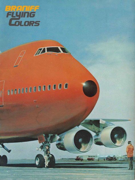 Braniff Airlines 1970s Braniff Airlines, Airline Advertising, Airline Branding, Vintage Airline Ads, Vintage Airline Posters, First Class Flights, F4u Corsair, Aviation Posters, Vintage Airline