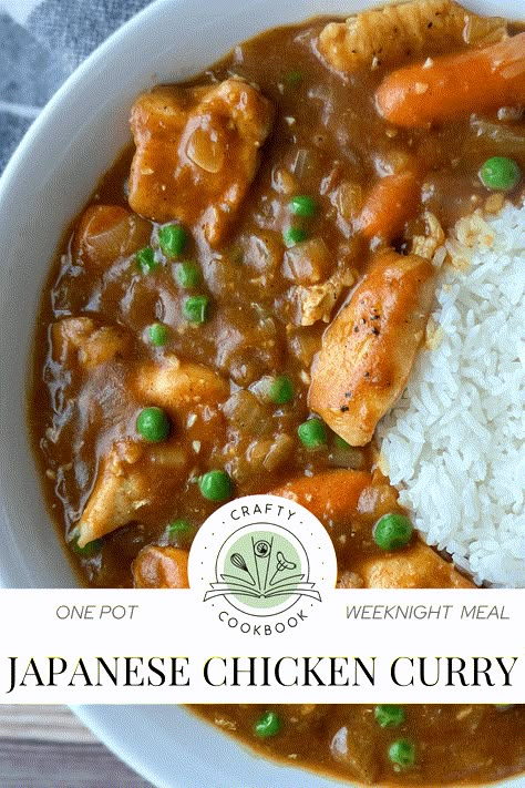 Chicken Curry Japanese, Japanese Chicken Curry Recipe, Japanese Curry Chicken, Japanese Curry Sauce, Chicken Curry Crockpot, Chicken With Peas, Japanese Curry Recipe, Crock Pot Curry, Chinese Curry