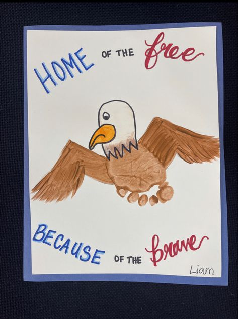 4th of July Eagle footprint Crafts For Veterans Day For Kids, Veterans Day Footprint Art, Memorial Day Baby Crafts, Memorial Day Art For Infants, Memorial Day Footprint Art, Memorial Day Infant Crafts, Veterans Day Crafts For Infants, Fourth Of July Infant Crafts, Eagle Footprint