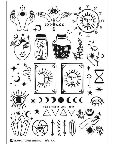 Witchy Tattoo Ideas Hand, Small Tattoos Witchy, Witch Craft Tattoo Ideas, Witchy Small Tattoos, Tattoo Designs Witchy, Tarot Flash Tattoo, Nordic Flower Tattoo, Tarot Doodles, Witchy Doodles Simple