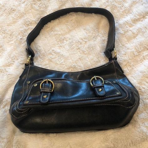 Vintage Black Handbag, Y2k Handbag, Bags Style, Black Leather Handbag, Vintage Leather Bag, Black Handbag, Black Purse, Pretty Bags, Black Leather Handbags