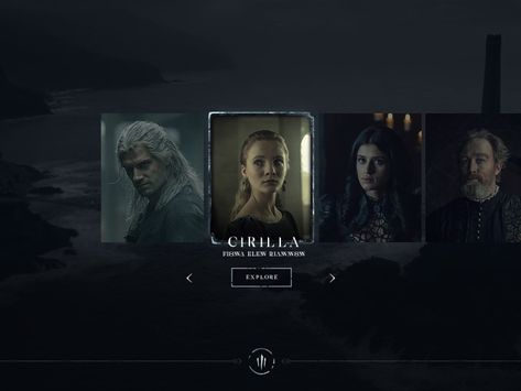 Netflix The Witcher - Website Character selection screen by Loris Stavrinides Character Selection Screen, Series Characters, Witcher 3, The Witcher 3, Screen Design, Ux Ui, Web Design Inspiration, The Witcher, Tv Series