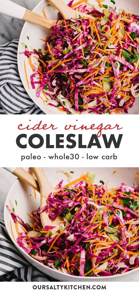 Whole 30 Slaw, Apple Cider Vinegar Slaw, Apple Slaw For Pulled Pork, Paleo Coleslaw Dressing, Easy Healthy Coleslaw, Apple Coleslaw Recipe No Mayo, Apple Cider Vinegar Coleslaw, Vegan Slaw, No Mayo Coleslaw With Apple