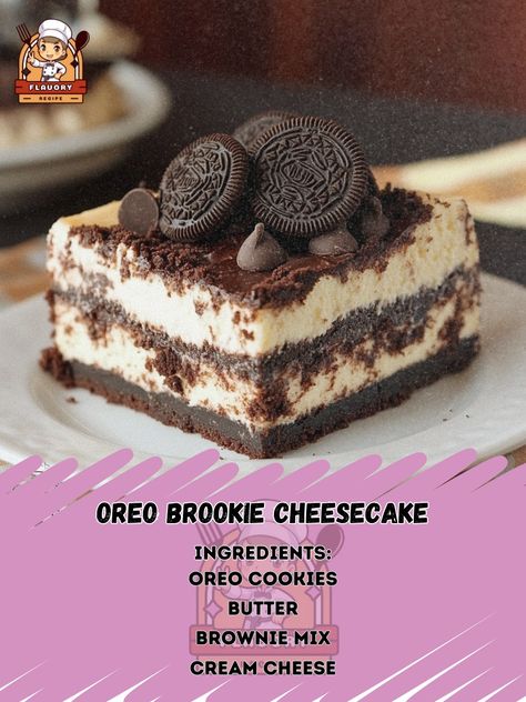 🍫 Indulge in the ultimate dessert experience with Oreo Brookie Cheesecake—a decadent fusion of your favorite treats! 🍪✨ #OreoLovers #CheesecakeHeaven Oreo Brookie Cheesecake Ingredients: Oreo cookies (24, crushed) Butter (1/4 cup, melted) Brownie mix (1 box, prepared according to package) Cream cheese (16 oz, softened) Sugar (1 cup) Eggs (2) Vanilla extract (1 tsp) Chocolate chips (1/2 cup) Instructions: Preheat oven to 350°F (175°C). Grease a 9-inch springform pan. Mix crushed Oreos with... Brookie Cheesecake, Oreo Brookie, Oreo Cookie Dough, Brownie Oreo, Cheesecake Ingredients, Cookie Dough Cheesecake, Crushed Oreos, Daily Recipes, Oreo Cookie