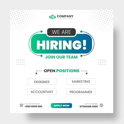 Vector we are hiring job vacancy faceboo... | Premium Vector #Freepik #vector #hiring-post #job-banner #job-posting #hiring-banner Hiring Posts Design, Job Posting Design, Creative Hiring Post Design, Creative Hiring Post, We Are Hiring Poster Design, Job Hiring Poster Creative Marketing, We're Hiring Design, We're Hiring Ig Post, Job Poster