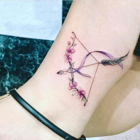 Sagittarius Tattoo Designs, Sagittarius Tattoo, Shape Tattoo, Ribbon Tattoos, Cat Tattoos, Inspiration Tattoos, Initial Tattoo, Tiny Tattoo, Arrow Tattoo