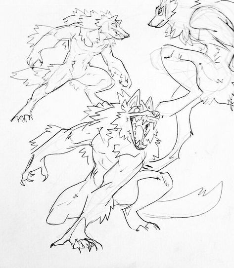 Ware Wolf Drawing, Werewolf Base Pose, Werewolf Drawing Poses, Werewolf Body Reference, Monster Poses Drawing, How To Draw Werewolves, Werewolf Reference Drawing, How To Draw A Werewolf, Monster Body Reference