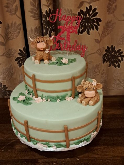 Highland cow cake Highland Cow Gender Reveal Cake, Highlands Cow Cake, Highland Cow Pull Apart Cupcake, Highland Cow Birthday Cake Ideas, Highland Cow Birthday Party Food, Cow Bday Cake, Highland Cow Sheet Cake, Highland Cow Cake Topper, Hyland Cow Birthday Party