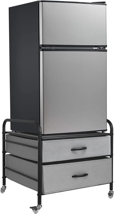 Amazon.com: EazeHome Mini Fridge Stand, Fridge Stand with Storage, 2 Drawer Fridge Cart, Organizer Unit for Mini Fridge, Fridge Stand with Metal Frame and Fabric Drawers, Mini Fridge Table with 4 Swivel Wheels : Home & Kitchen Mini Fridge Table, Fridge Stand, Drawer Fridge, Mini Fridge Stand, Cart Organizer, Fridge Storage, Compact Refrigerator, Fabric Drawers, Organize Drawers