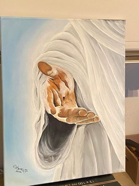 Christian Artists Painting, Biblical Paintings Aesthetic, Worship Painting Ideas, Biblical Art Painting, Painting Ideas Of God, Biblical Painting Ideas, Yeshua Painting, Christian Inspired Paintings, Christian Paintings On Canvas Easy Aesthetic