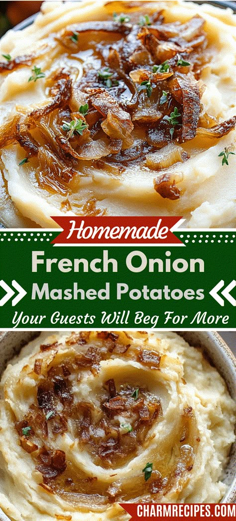 French Onion Mashed Potatoes Carmalized Onion Mashed Potatoes, Caramelized Onion Mashed Potatoes, Sour Cream And Onion Mashed Potatoes, French Onion Baked Potatoes, French Onion Mashed Potatoes, French Onion Sauce, Fancy Mashed Potatoes Recipes, Christmas Mashed Potatoes, Fancy Mashed Potatoes