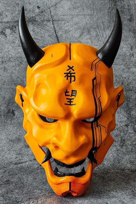 Japanese Ninja Mask, Mecha Oni Mask, Hanya Mask Reference, Cool Masks Dark, Yakuza Mask, Demons Mask, Oni Face Mask, Oni Mask Art, Cyberpunk Oni Mask