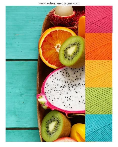 Tropical Fruit Color Palette, Cocktail Color Palette, Smoothie Branding, Fruit Branding, Tropical Color Scheme, Yarn Color Palette, Summer Color Palettes, Tropical Smoothie Cafe, Colors Of Summer