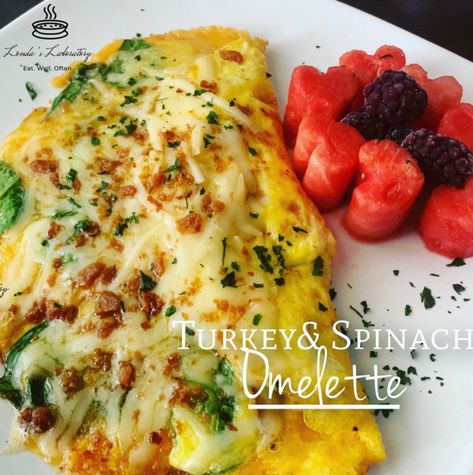 Ground Turkey Omelette, Turkey Omelette Recipes, Chicken Sausage Omelette, Meaty Omelette Recipe, Meat Omelette Recipe, Spinach Egg Omelette Recipe, Turkey Bacon Omelette, Turkey Omelette, Vegetable Omelette Breakfast