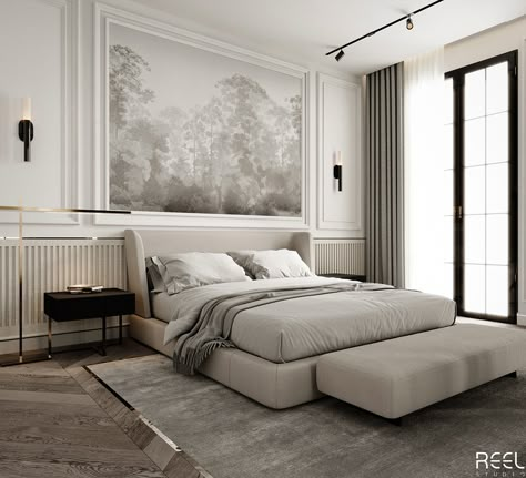 Master Bedroom Design on Behance Bedroom Interior Classic, Luxurious Classic Bedrooms, Classic Small Bedroom Design, Hotel Room Design Classic, Bedroom Design Modern Classic, Modern Classical Bedroom Design, European Style Bedroom Master Suite, Classic House Design Interior Bedroom, Luxury Neoclassic Bedroom Design