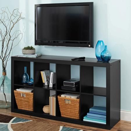 Better Homes and Gardens 8-Cube Organizer, Multiple Colors - Walmart.com 8 Cube Organizer, Record Storage Cabinet, Living Room Storage Cabinet, Black Cube, Black Home Office, Fabric Storage Cubes, Cube Storage Unit, Wooden Living Room, Wooden Tv Stands