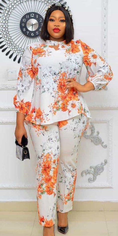 Trouser And Top For Ladies, Dresses African Fashion, Chiffon Styles, Stylish Blouses, Fashion Show Dresses, Traditional African Clothing, African Fabric Dress, 2piece Outfits, Dresses African