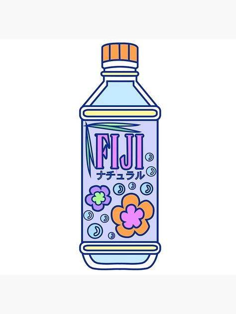 "Aesthetic Fiji Water Bottle!" Photographic Print by PennySoda | Redbubble Water Bottle Drawing Easy, Aesthetic Water Drawing, How To Draw A Water Bottle, Water Bottle Doodle, Bottle Aesthetic, Water Bottle Illustration, Water Bottle Drawing, Water Bottle Logos, Bottle Drawing