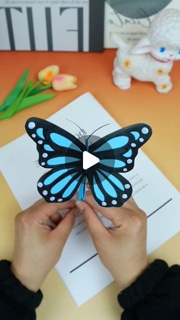 How To Make Flying Butterfly, Montessori Butterfly Activities, Paper Butterfly Crafts For Kids, Paper Flying Crafts, Flying Butterfly Craft, Flying Paper Butterfly, Butterfly Puppet, Paper Butterflies Diy, Flying Butterfly Card