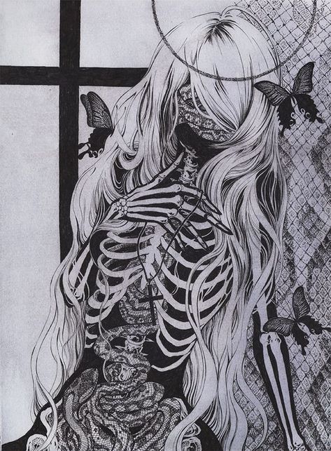 Skeleton Girl, Skeleton Art, The Skeleton, Edgy Wallpaper, Dark Art Illustrations, Arte Inspo, Beautiful Dark Art, Creepy Art, 판타지 아트