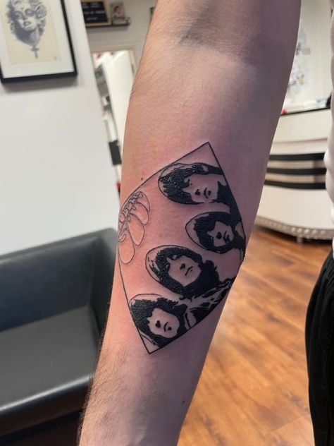 Rubber soul rubber soul tattoo the Beatles tattoo Retro Matching Tattoos, Rubber Soul Tattoo, The Truth Is Out There Tattoo, In My Life Tattoo Beatles, Beatles Tattoo Sleeve, The Doors Tattoo, Beatles Inspired Tattoos, Album Cover Tattoo, Body Distortion